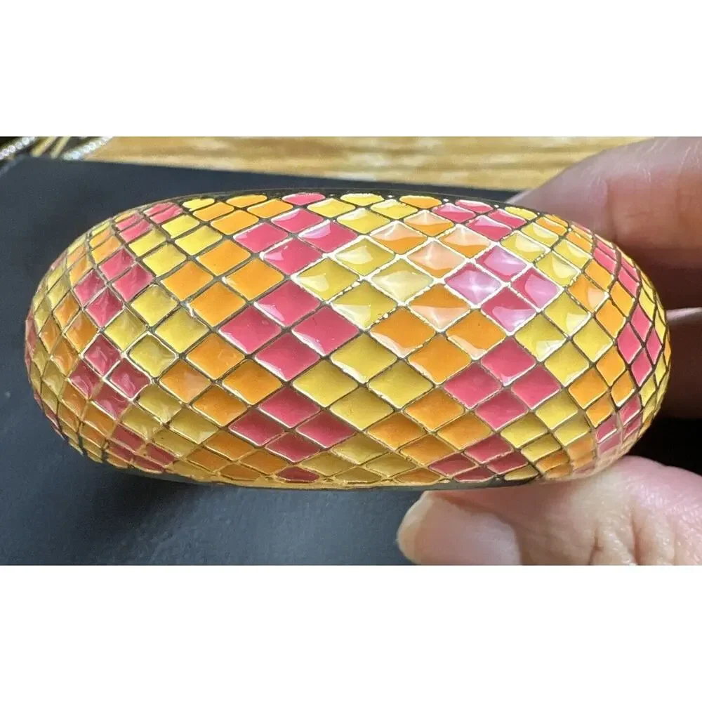 Sequin Nordstrom Multicolor Gold Tone Statement Enamel Bangle Hinge NWOT # 74